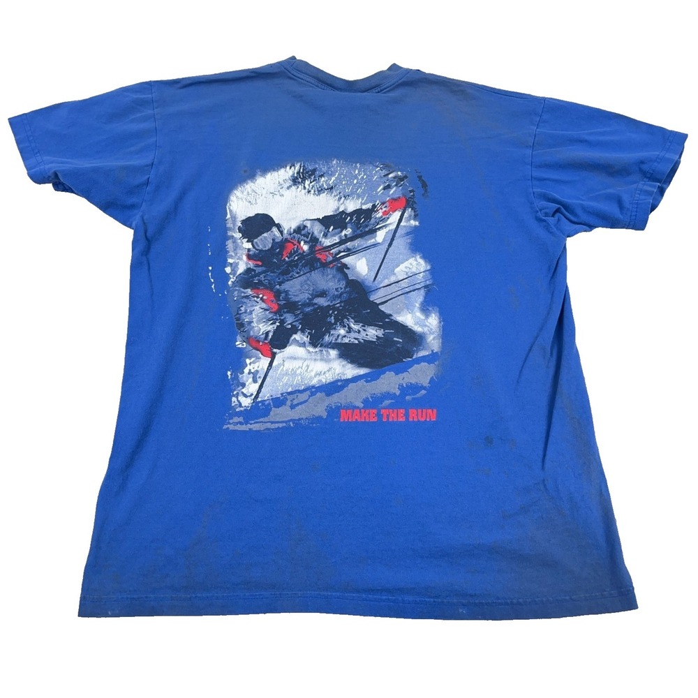 Vintage Marlboro Shirt Men XL Blue Adventure Team Skiing Thrashed Grunge Pocket